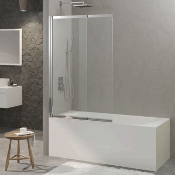 Стеклянная шторка на ванну Berges (Бергес) RIVER 145х61/98см, 065014цвет профиля хром, стекло прозрачное, 5 мм 065014