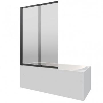 Стеклянная шторка на ванну Berges (Бергес) RIVER 145х61/98см, цвет профиля черный матовый, стекло тонированное, 5 мм, 065018