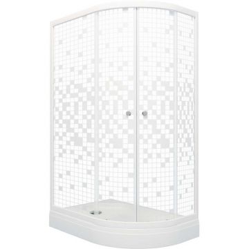 Душевой уголок Тритон (Triton) Коралл 800х1200х1915 мм, прозрачный,с рисунком 4 мм, профиль белый (Щ0000043489) А левая, низкий поддон, мозаика (3 места)