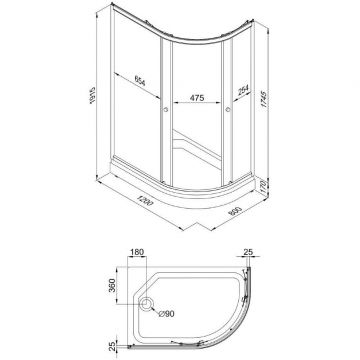 Душевой уголок Тритон (Triton) Коралл 800х1200х1915 мм, прозрачный,с рисунком 4 мм, профиль белый (Щ0000043489) А левая, низкий поддон, мозаика (3 места)