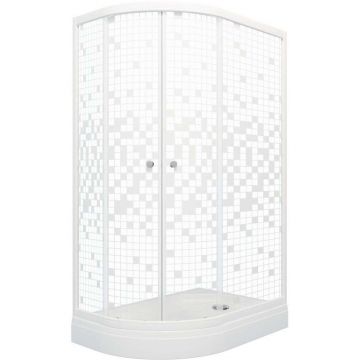 Душевой уголок Тритон (Triton) Коралл 800х1200х1915 мм, прозрачный,с рисунком 4 мм, профиль белый (Щ0000043490) А правая, низкий поддон, мозаика (3 места)