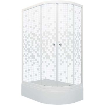 Душевой уголок Тритон (Triton) Коралл 800х1200х2055 мм, прозрачный,с рисунком 4 мм, профиль белый (Щ0000038528) В левая, средний поддон, мозаика (3 места)