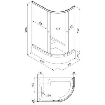 Душевой уголок Тритон (Triton) Коралл 800х1200х2055 мм, прозрачный,с рисунком 4 мм, профиль белый (Щ0000038528) В левая, средний поддон, мозаика (3 места)