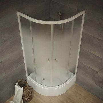 Душевой уголок Тритон (Triton) Лайт 1000х1000х2050 мм, прозрачный 4 мм, профиль белый (Щ0000039808) В, средний поддон, Градиент (3 места+сифон D90мм)