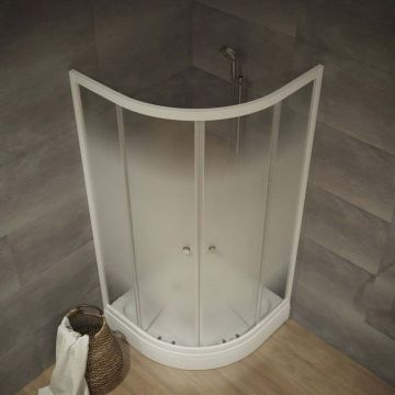 Душевой уголок Тритон (Triton) Лайт 900х900х1910 мм, прозрачный 4 мм, профиль белый (Щ0000039802) А, низкий поддон, Градиент (3 места+сифон D90мм)