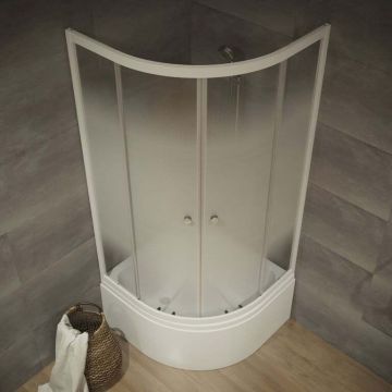 Душевой уголок Тритон (Triton) Лайт 900х900х1920 мм, прозрачный 4 мм, профиль белый (Щ0000039804) Б, глубокий поддон, Градиент, (5 места+сифон D90мм)