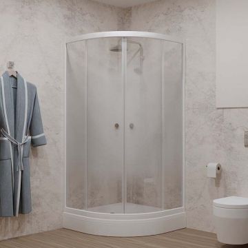 Душевой уголок Тритон (Triton) Сатин 900х900х1915 мм, прозрачный 4 мм, профиль белый (Щ0000058490) А, низкий поддон, (3 места+сифон D90мм)