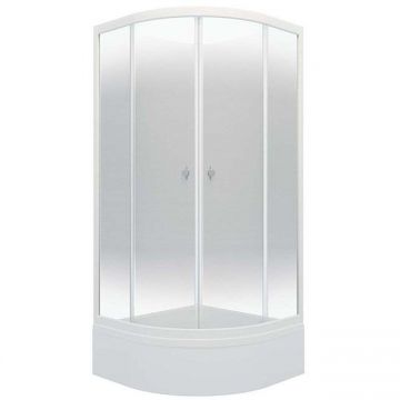 Душевой уголок Тритон (Triton) Сатин 900х900х2055 мм, прозрачный 4 мм, профиль белый (Щ0000058491) В, средний поддон, (3 места+сифон D50мм)