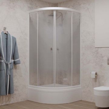 Душевой уголок Тритон (Triton) Сатин 900х900х2055 мм, прозрачный 4 мм, профиль белый (Щ0000058491) В, средний поддон, (3 места+сифон D50мм)