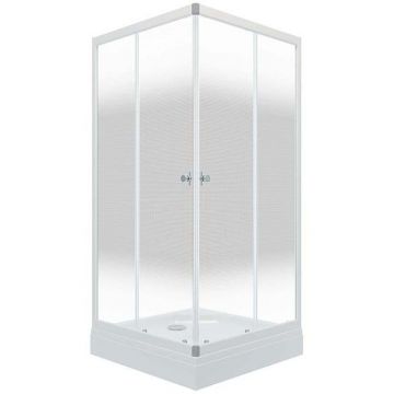Душевой уголок Тритон (Triton) Сатин-К 900х900х1745 мм, прозрачный 4 мм, профиль белый (Щ0000058487) А, низкий поддон, (2 места+сифон D90мм)