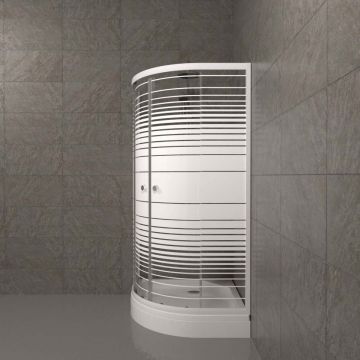 Душевой уголок Тритон (Triton) Стандарт 1000х1000х2050 мм, прозрачный,с рисунком 4 мм, профиль белый (Щ0000025929) А, низкий поддон, аква, полосы (3 места+сифон D90мм)