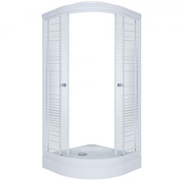 Душевой уголок Тритон (Triton) Стандарт 900х900х1910 мм, прозрачный,с рисунком 4 мм, профиль белый (Щ0000025434) А, низкий поддон, аква, полосы (3 места+сифон D90мм)