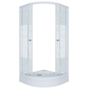 Душевой уголок Тритон (Triton) Стандарт 900х900х1910 мм, прозрачный,с рисунком 4 мм, профиль белый (Щ0000025433) А, низкий поддон, аква, Узоры (3 места+сифон D90мм)