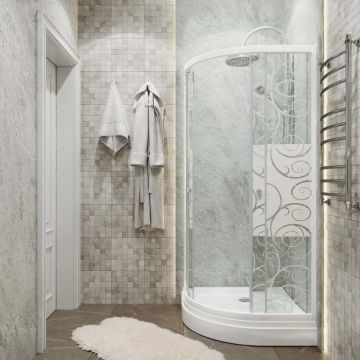 Душевой уголок Тритон (Triton) Стандарт 900х900х1910 мм, прозрачный,с рисунком 4 мм, профиль белый (Щ0000025433) А, низкий поддон, аква, Узоры (3 места+сифон D90мм)