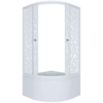 Душевой уголок Тритон (Triton) Стандарт 900х900х1920 мм, прозрачный,с рисунком 4 мм, профиль белый (Щ0000025441) Б, глубокий поддон, аква, мозаика (5 места+сифон D50мм)