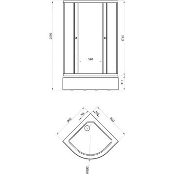 Душевой уголок Тритон (Triton) Стандарт 900х900х2050 мм, прозрачный,с рисунком 4 мм, профиль белый (Щ0000025438) В, средний поддон, аква, полосы (3 места+сифон D50мм)