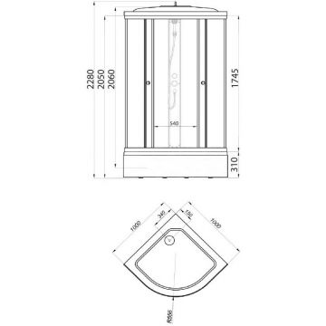 Душевой уголок Тритон (Triton) Ультра 1000х1000х2050 мм, прозрачный 4 мм, профиль белый (Щ0000061788) В (3 места+сифон D50)
