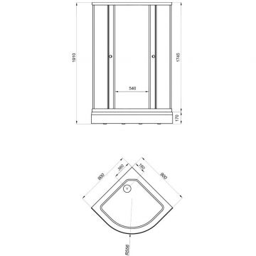 Душевой уголок Тритон (Triton) Ультра 800х800х1910 мм, прозрачный 4 мм, профиль белый (Щ0000040486) А, низкий поддон (3 места)