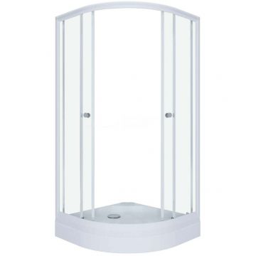 Душевой уголок Тритон (Triton) Ультра 900х900х1910 мм, прозрачный 4 мм, профиль белый (Щ0000061806) А (3 места+сифон D90)