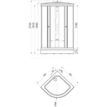Душевой уголок Тритон (Triton) Ультра 900х900х1910 мм, прозрачный 4 мм, профиль белый (Щ0000061806) А (3 места+сифон D90)
