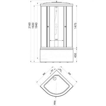 Душевой уголок Тритон (Triton) Ультра 900х900х1920 мм, прозрачный 4 мм, профиль белый (Щ0000061800) Б (3 места+сифон D50)