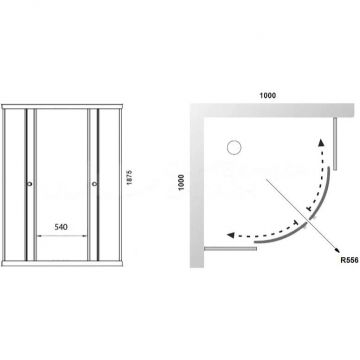 Душевой уголок Тритон (Triton) Лайт 1000х1000х1875 мм, прозрачный,с рисунком 4 мм, профиль белый (Щ0000040125) Градиент, (2 места)