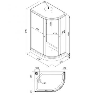 Душевая кабина Тритон (Triton) Коралл 1200х800х2175 мм, с рисунком 4 мм, профиль белый (Щ0000043487) А левая, , низкий поддон, мозаика, ДН4 (7 мест)