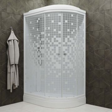 Душевая кабина Тритон (Triton) Коралл 1200х800х2175 мм, с рисунком 4 мм, профиль белый (Щ0000043487) А левая, , низкий поддон, мозаика, ДН4 (7 мест)