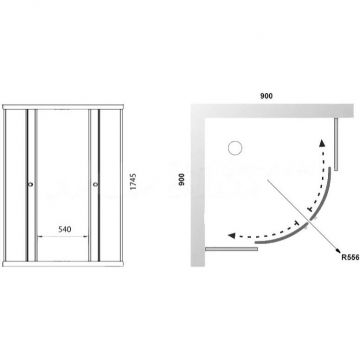 Душевой уголок Тритон (Triton) Лайт 900х900х1745 мм, прозрачный,с рисунком 4 мм, профиль белый (Щ0000040123) Градиент (2 места)