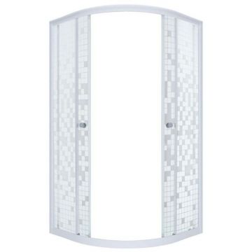 Душевой уголок Тритон (Triton) Стандарт 900х900х1745 мм, прозрачный,с рисунком 4 мм, профиль белый (Щ0000026691) мозаика, аква, (2 места)