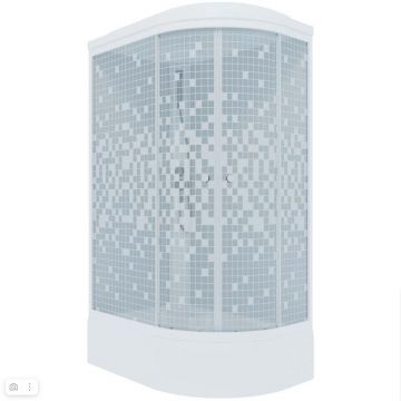 Душевая кабина Тритон (Triton) Коралл 1200х800х2315 мм, с рисунком 4 мм, профиль белый (Щ0000038532) В левая, средний поддон, мозаика, ДН4 (7 мест)