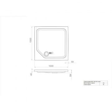 Душевой поддон Тритон (Triton) ПД27 ДК низкий 1000х1000х170 мм белый (Щ0000050808)