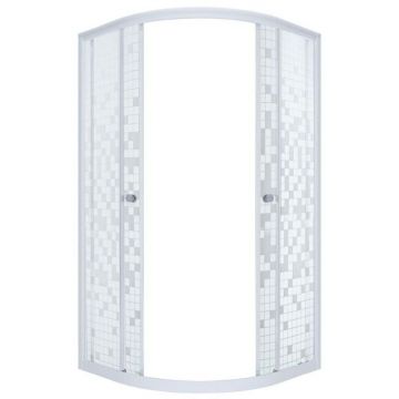 Душевой уголок Тритон (Triton) Стандарт 900х900х1700 мм, прозрачный,с рисунком 4 мм, профиль белый (Щ0000024339) мозаика (2 места)