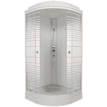 Душевая кабина Тритон (Triton) Полосы 900х900х2175 мм, с рисунком 4 мм, профиль белый (Щ0000061842) А (7 мест+сифон D90)