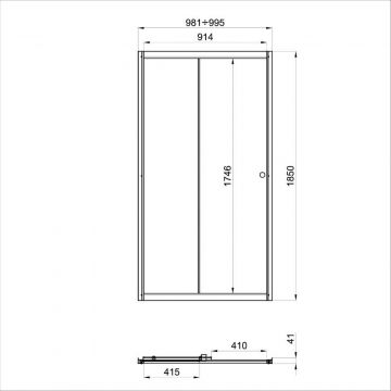 Душевая дверь Тритон (Triton) Слайд 1850х1000 мм, белое стекло 4 мм, профиль хром (Щ0000038519)