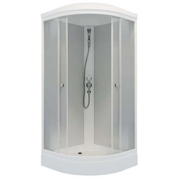 Душевая кабина Тритон (Triton) Сатин 900х900х2150 мм, Матовый 4 мм, профиль белый (Щ0000058488) А, низкий поддон, ДН4 (7 мест+сифон D90мм)