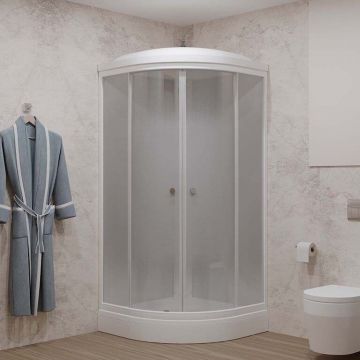 Душевая кабина Тритон (Triton) Сатин 900х900х2150 мм, Матовый 4 мм, профиль белый (Щ0000058488) А, низкий поддон, ДН4 (7 мест+сифон D90мм)