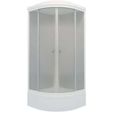 Душевая кабина Тритон (Triton) Сатин 900х900х2280 мм, Матовый 4 мм, профиль белый (Щ0000058489) В, средний поддон, ДН4 (7 мест+сифон D50мм)