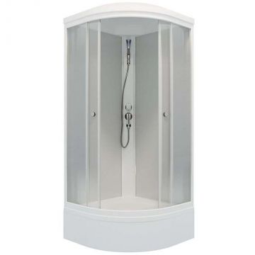 Душевая кабина Тритон (Triton) Сатин 900х900х2280 мм, Матовый 4 мм, профиль белый (Щ0000058489) В, средний поддон, ДН4 (7 мест+сифон D50мм)