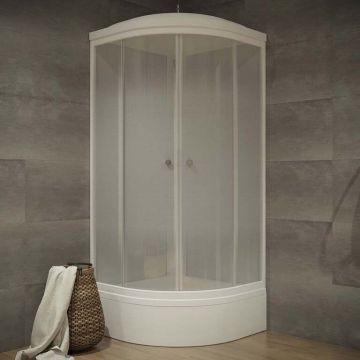 Душевая кабина Тритон (Triton) Сатин 900х900х2280 мм, Матовый 4 мм, профиль белый (Щ0000058489) В, средний поддон, ДН4 (7 мест+сифон D50мм)