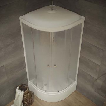 Душевая кабина Тритон (Triton) Сатин 900х900х2280 мм, Матовый 4 мм, профиль белый (Щ0000058489) В, средний поддон, ДН4 (7 мест+сифон D50мм)