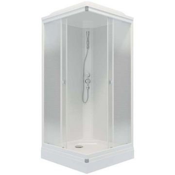 Душевая кабина Тритон (Triton) Сатин 900х900х2175 мм, Матовый 4 мм, профиль белый (Щ0000058486) А, низкий поддон, ДН4 (6 мест+сифон D90мм)