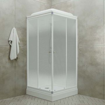 Душевая кабина Тритон (Triton) Сатин 900х900х2175 мм, Матовый 4 мм, профиль белый (Щ0000058486) А, низкий поддон, ДН4 (6 мест+сифон D90мм)