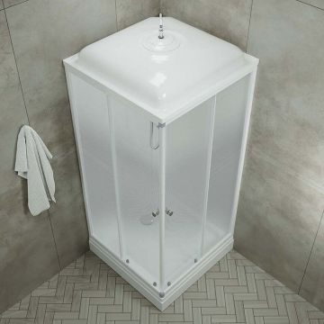 Душевая кабина Тритон (Triton) Сатин 900х900х2175 мм, Матовый 4 мм, профиль белый (Щ0000058486) А, низкий поддон, ДН4 (6 мест+сифон D90мм)