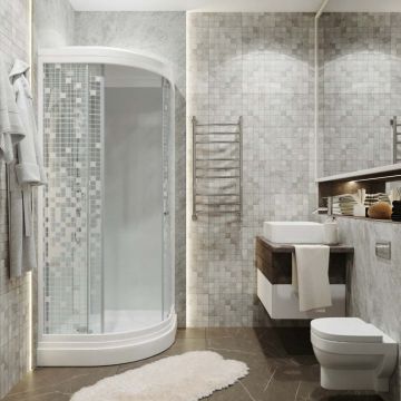 Душевая кабина Тритон (Triton) Стандарт 1000х1000х2280 мм, с рисунком 4 мм, профиль белый (Щ0000030289) А, низкий поддон, аква, мозаика, ДН4 (7 мест+сифон D90мм)