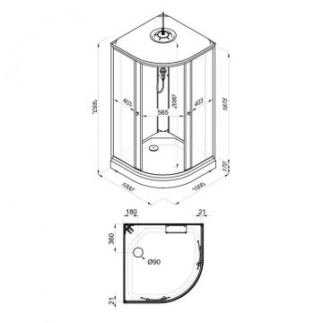 Душевая кабина Тритон (Triton) Стандарт 1000х1000х2280 мм, с рисунком 4 мм, профиль белый (Щ0000030290) А, низкий поддон, аква, полосы, ДН4 (7 мест+сифон D90мм)