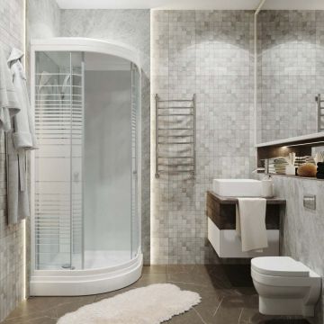 Душевая кабина Тритон (Triton) Стандарт 1000х1000х2280 мм, с рисунком 4 мм, профиль белый (Щ0000030290) А, низкий поддон, аква, полосы, ДН4 (7 мест+сифон D90мм)