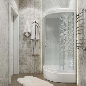 Душевая кабина Тритон (Triton) Стандарт 1000х1000х2280 мм, с рисунком 4 мм, профиль белый (Щ0000030293) В, средний поддон, аква, мозаика, ДН4 (7 мест+сифон D50мм)