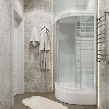 Душевая кабина Тритон (Triton) Стандарт 1000х1000х2280 мм, с рисунком 4 мм, профиль белый (Щ0000030294) В, средний поддон, аква, полосы, ДН4 (7 мест+сифон D50мм)