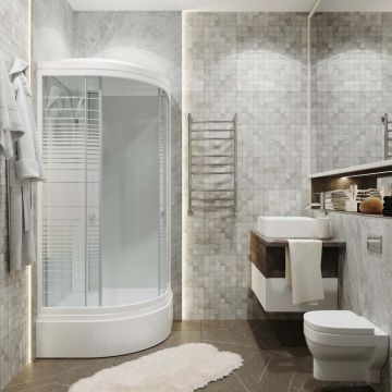 Душевая кабина Тритон (Triton) Стандарт 1000х1000х2280 мм, с рисунком 4 мм, профиль белый (Щ0000030294) В, средний поддон, аква, полосы, ДН4 (7 мест+сифон D50мм)